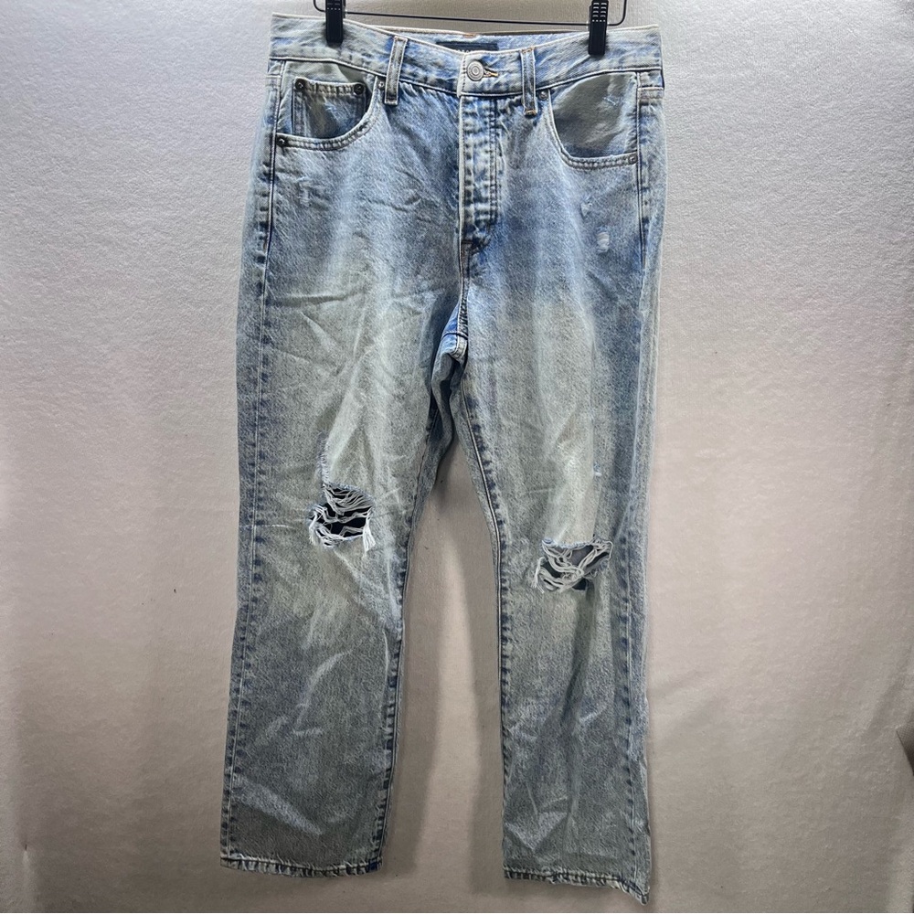 Aeropostale‎ Distressed High Rise Baggy Jeans Womens 6 Short Blue Denim 2923